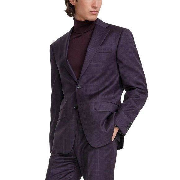 Calvin Klein Men's 2-pc Suit Slim Fit Blazer 36S Pants 30Wx30L Navy Burgundy - Picture 1 of 12